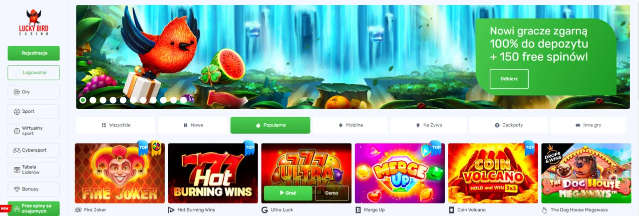 Główna strona w Lucky Bird