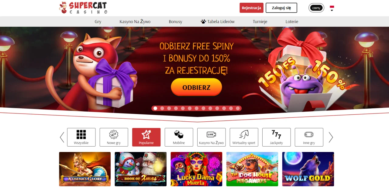 Główna strona w Supercat casino