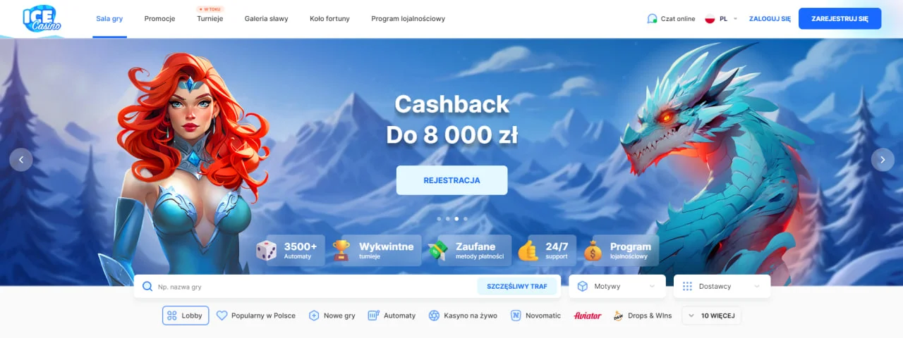 Główna strona w Ice Casino