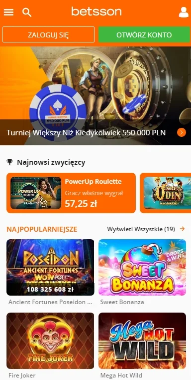 Betsson kasyno wersja mobilna