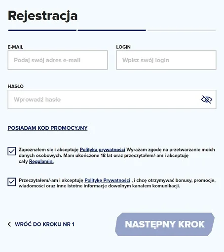 Rejestracja w kasynie Sportaza