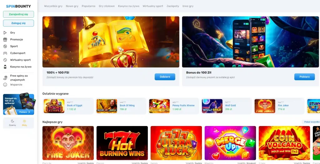 Oficjalna strona kasyna Spin Bounty