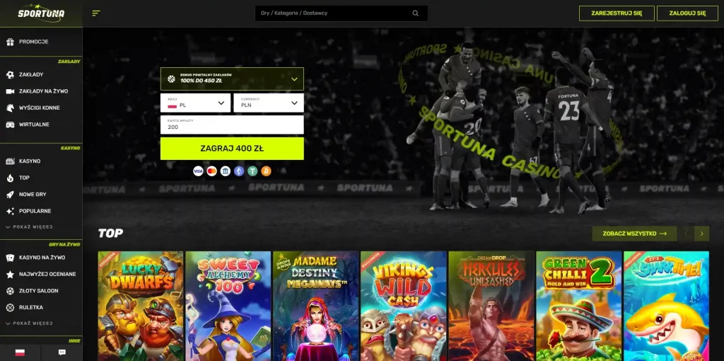 Główna strona w casino Sportuna