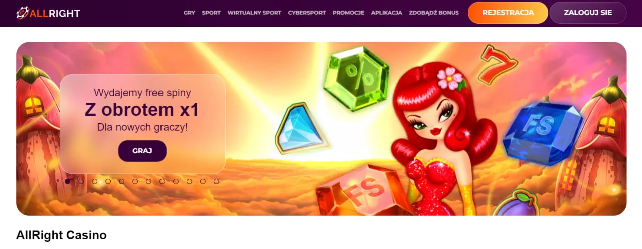 Główna strona w AllRight Casino