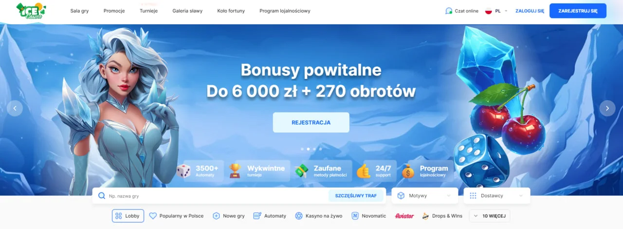 Główna strona w Ice Casino