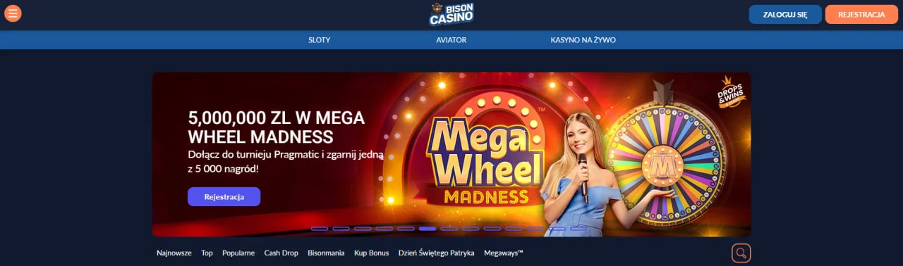 Glowna strona w Playbison casino