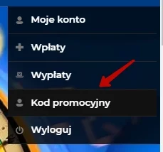 Zmiana kodu promocyjnego w menu Hot Slots Casino.