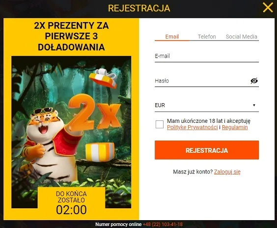 Rejestracja w Spinamba Kasyno