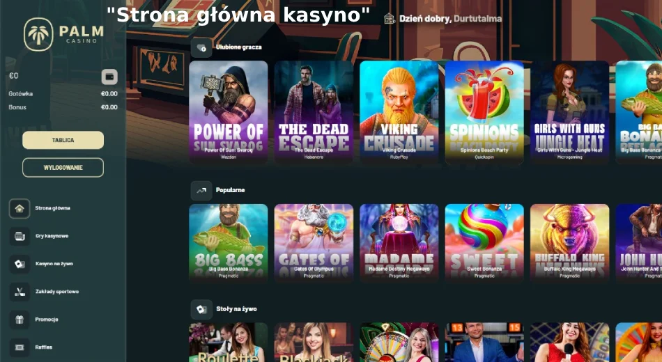 Główna strona Palm kasyno