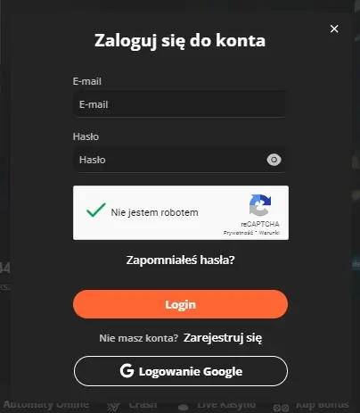 Logowanie na BruceBet Casino.