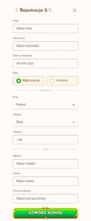 Trzeci krok formularza logowania w kasynie Bethall.