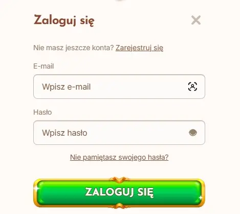 Formularz logowania do kasyna Bethall.