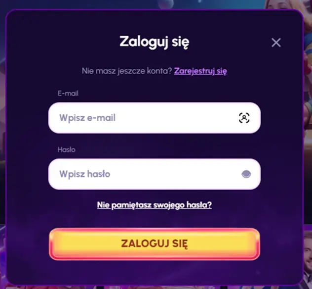 Formularz logowania do kasyna NovaJackpot.