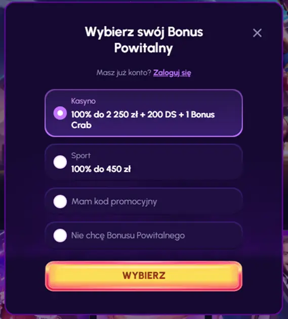 Formularz rejestracyjny w kasynie NovaJackpot.